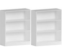 Vida Designs - Estantería Baja Cambridge de Madera de Roble Negra con 3 estantes, para Oficina o Sala de Estar (Paquete de 2)