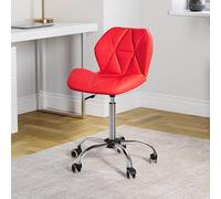 Vida Designs Geo-Silla de Oficina para computadora, Color Rojo, con Patas giratorias Ajustables, Piel sintética cromada, Red, H 80-96 x W 47.5 x D 49 Cm