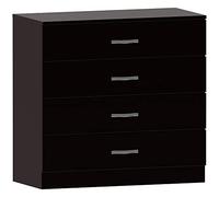 Vida Designs Home Discount Negro Pecho de cajones, 4 cajones con Asas de Metal y Corredores, único Anti-Bowing cajón Apoyo, Riano Dormitorio Muebles de Almacenamiento