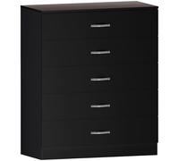 Vida Designs Home Discount Negro Pecho de cajones, 5 cajones con Asas de Metal y Corredores, único Anti-Bowing cajón Apoyo, Riano Dormitorio Muebles de Almacenamiento
