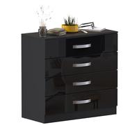 Vida Designs Hulio Cajonera de 4 Cajones de Alto Brillo, Negra