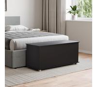 Vida Designs Leon - Banco otomano de almacenamiento, color negro, 47,5 x 100 x 40 cm, tapa abatible con bisagras de seguridad, fácil montaje, moderno, dormitorio, sala de estar, pasillo, caja de