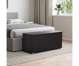 Vida Designs Leon - Banco otomano de almacenamiento, color negro, 47,5 x 100 x 40 cm, tapa abatible con bisagras de seguridad, fácil montaje, moderno, dormitorio, sala de estar, pasillo, caja de