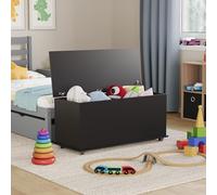 Vida Designs León Toy Box - Baúl de Madera para niños con Tapa, Fundas y Mantas, Color Negro
