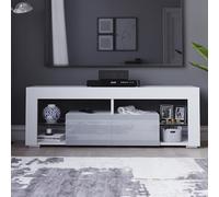 Vida Designs Luna - Unidad de TV LED de 2 cajones, Consola de TV de 2 cajones, Unidad de Entretenimiento para Sala de Estar, Muebles del hogar (Blanco y Gris)