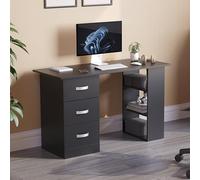 Vida Designs Mason - Mesa de Ordenador con 3 cajones, 3 estantes, para casa, Oficina, Ordenador portátil, Mesa de Juegos, estación de Aprendizaje, estación de Trabajo, Estudio, rincón de Trabajo,