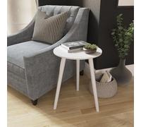 Vida Designs Mesa Auxiliar Redonda, pequeña Mesa Auxiliar para salón, Dormitorio, Espacios pequeños, fácil Montaje, 51 x 40 x 40 cm (Blanco)