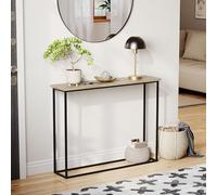 Vida Designs Mesa Consola con Patas de Metal, Roble y Negro