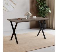 Vida Designs Mesa de Comedor de 4 plazas con Patas de Metal Negro en Forma de X, Estilo Industrial, Rectangular, Muebles de Cocina/Comedor (Nogal)