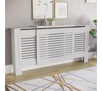 Vida Designs Milton Cubierta de radiador Blanco - Ajustable - Lamas horizontales Modernas para Mejor circulación del Calor - H82xW140-204xD19cm - MDF Pintado para salón y Pasillo