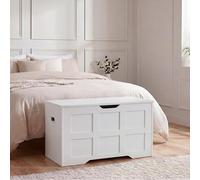 Vida Designs Otomana de Almacenamiento, Color Blanco, 76 W, Estilo agitador, asa Recortada, fácil Montaje, Ahorra Espacio, Moderna Unidad de Almacenamiento para Dormitorio, Sala de Estar, Pasillo
