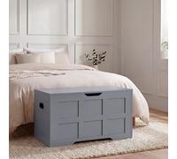 Vida Designs Otomana de Almacenamiento | Gris | 76 W | Estilo agitador | Asa Recortada | Fácil Montaje | Ahorro de Espacio | Moderna Unidad de Almacenamiento para Dormitorio, Sala de Estar, Pasillo