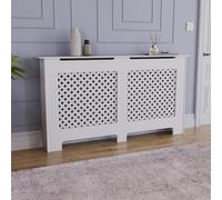 Vida Designs Oxford Cubierta de radiador Blanco - Grande - Patrón Cruzado Tradicional para Mejor circulación del Calor - H82xW152xD19cm - MDF Pintado para salón y Pasillo