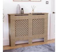 Vida Designs Oxford Cubierta de radiador Unfinished - Mediano - Patrón Cruzado Tradicional para Mejor circulación del Calor - H82xW111xD19cm - MDF sin Pintar para salón y Pasillo