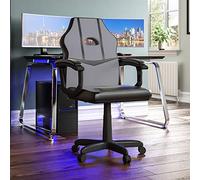 Vida Designs Racing Comet computadora para Juegos, Gris y Negro, Silla reclinable giratoria Ajustable de Piel sintética, Cuero, 101 x 58 x 55 Cm