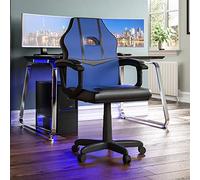 Vida Designs Racing Comet computadora para Videojuegos, Azul y Negro, Silla reclinable giratoria Ajustable de Piel sintética, Cuero, 101 x 58 x 55 Cm