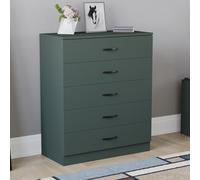 Vida Designs Riano - Cómoda de 5 cajones, Asas y Corredores de Metal, Soporte de cajón antiarco, Dormitorio, Muebles de guardería, Color Verde Jaspe