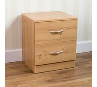 Vida Designs RIANO Noche Mesa con 2 cajones, Pino, Estante, Mesa