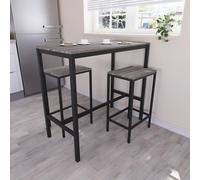 Vida Designs Roslyn - Juego de Mesa de Bar de 2 plazas, Mesa de Desayuno con 2 taburetes de Bar, Marco de Acero Industrial (Gris)