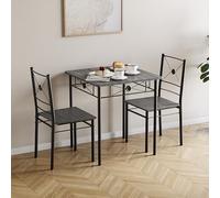 Vida Designs Roslyn Juego de Mesa de Comedor y Silla, Juego de Muebles Modernos y contemporáneos para Cocina (Gris, 2 plazas)