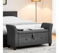 Vida Designs Seville - Otomana de Almacenamiento, baúl de Tela con Tapa, Asiento, Taburete, Banco de Ventana, baúl, Caja de Almacenamiento de Juguetes, Puff, reposapiés, Lino Gris Oscuro