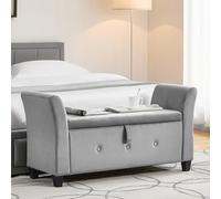 Vida Designs Seville - Otomana de Almacenamiento, baúl de Tela con Tapa, Asiento, Taburete, Banco de Ventana, baúl, Caja de Almacenamiento de Juguetes, Puff, reposapiés, Terciopelo Gris Claro