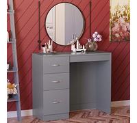 Vida Designs Tocador de 3 cajones Maquillaje Escritorio Riano Muebles de Dormitorio (Gris)