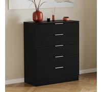 Vida Designs Trega - Cómoda de 5 cajones, Color Negro, compacta para Ahorrar Espacio, 90 x 66 x 36 cm, Soporte antiarco, Asas Plateadas Modernas, Corredores deslizantes, Ideal para Dormitorio y