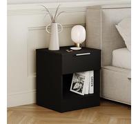 Vida Designs Trega - Mesita de Noche compacta con 1 cajón, 41 x 39 x 28 cm, Madera de ingeniería, cajón de Deslizamiento Suave, Mango Plateado Moderno, Ideal para Dormitorio y habitación de Invitados