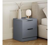 Vida Designs Trega Mesita de Noche con 2 cajones, Color Gris, mesita de Noche compacta Que Ahorra Espacio, 41 cm de Alto x 39 cm de Ancho x 28 cm de Profundidad, cajones deslizantes, Asas Negras