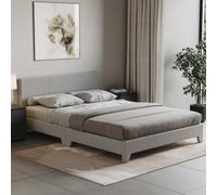 Vida Designs Victoria - Cama con cabecero tapizado de Tela y Marco de Cama, Muebles de Dormitorio (Doble (4 pies), Lino Gris Claro) (Certificado UKFR)