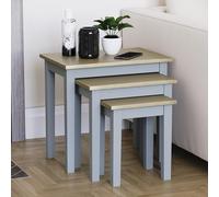 Vida Designs Yorkshire - Juego de 3 mesas Nido para Sala de Estar, mesas auxiliares apilables, Resistentes y fáciles de Montar (Roble y Gris)