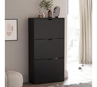 Vida Designs Zapatero con 3 cajones, Ahorro de Espacio, con 3 cajones abatibles, Mueble para Pasillo y Sala de Estar, 100% Certificado FSC (Negro)