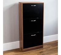 Vida Designs Zapatero con 3 cajones, Organizador de Zapatos, Mueble de Madera de Nogal y Negro