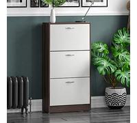 Vida Designs Zapatero con 3 cajones, Organizador de Zapatos, Mueble de Madera para Pasillo, Color Nogal, marrón y Blanco, 118 x 60 x 24 cm