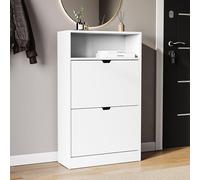 Vida Designs Zapatero de 2 cajones con Estante, Color Blanco