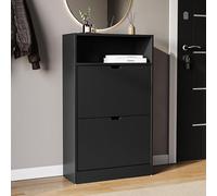 Vida Designs Zapatero de 2 cajones con Estante, Color Negro