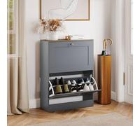 Vida Designs Zapatero de 2 cajones, Gris y Roble