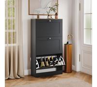 Vida Designs Zapatero de 3 cajones, Negro y Roble