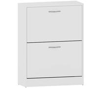 Vida Designs, Zapatero de Madera con 2 cajones extraíbles, Armario Compacto Multifuncional, a Prueba de Polvo y Compacto para Pasillo o Entrada (Blanco)