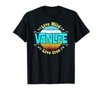 Vida en furgoneta - Live Wild Live Free - Furgoneta camper hippie vintage Camiseta