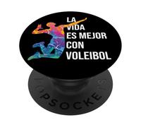 Vida es Mejor con Voleibol voley Volleyball Niño Divertida PopSockets PopGrip Adhesivo