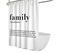 Vida Familiar Frase inspiradora Cortina de Ducha Arte del hogar Decoración de baño Blanco Cortina de baño Minimalista Impermeable Secado rápido W180xL200cm
