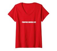 Vida impulsada por un propósito Camiseta Cuello V, Mujer, Rojo, XXL