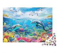 Vida Marina submarina Jigsaw Arrecife de Delfines en el océano Puzzle Mil Piezas Papel Resistente - para Entusiastas Mejora Concentración Regalo Cumpleaños Duradero 38x26cm/1000pcs