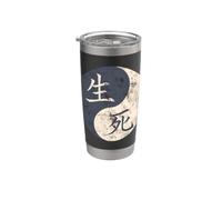 Vida Muerte Kanji Personajes Palabra Japonesa Luna Arte Vaso térmico de acero inoxidable de doble pared