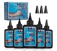 VIDA ROSA Resina UV 500g - Pack de 5 piezas resina epoxi - Versión mejorada de alto brillo, curado rápido, transparente como cristal, ideal para fundición y recubrimientos