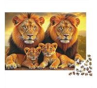 Vida Salvaje 1000 Piezas Puzzle Familia de Leones Papel para Adultos Entrenamiento Mental Alivio del estrés Rompecabezas león Decoración Pared 70x50cm/1000pcs