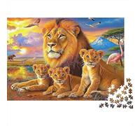 Vida Salvaje Africana Tiempo en Familia Rompecabezas León 1000 Piezas de Papel para Adultos Entrenamiento Mental Educativo Puzzle Paisaje león Papel Decoración Pared 70x50cm/1000pcs