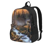 Vida salvaje del lobo,Mochila con bolsillos, mochila informal para el día a día, resistente al agua, ideal para la escuela, viajes